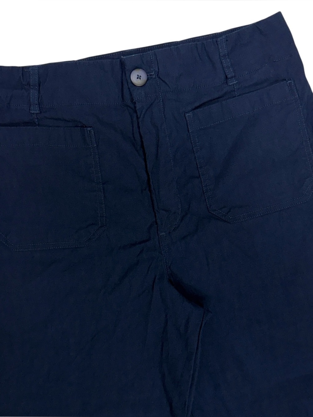 Anthropologie Maeve Colette Wide Leg Pants Womens 33 Blue Linen Patch Pocket
